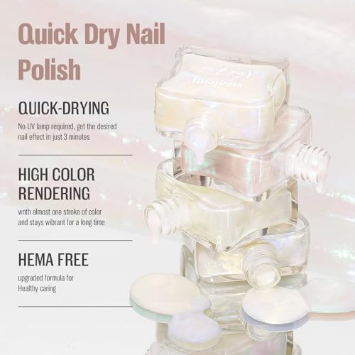 Iridescent Pink Pearl Nail Polish - Quick Dry Long Lasting 15ml - Mermaid & Galaxy Nail Art
