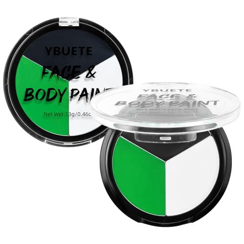 Oil-Based Face Paint Palette for Halloween Cosplay - Black White Green, SFX Makeup Set