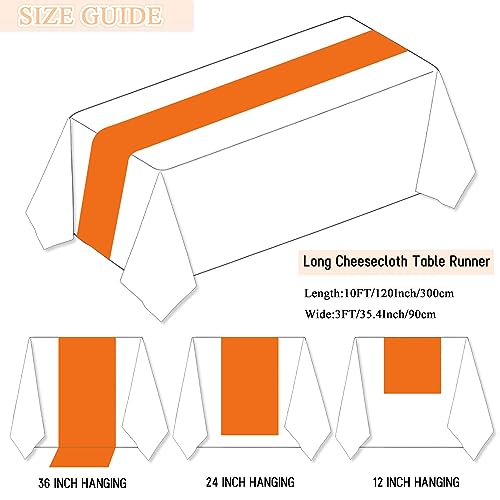 36x10FT Orange Cheesecloth Table Runner 2 Pack Rustic Boho Sheer Gauze for Dining & Events