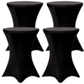 Fixwal 4 Pack Black Round Fitted Cocktail Tablecloths - 32x43 Inches