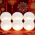 12-Inch White Paper Lanterns with LED Lights - Reusable Wedding & Party Decor (6 Pack)