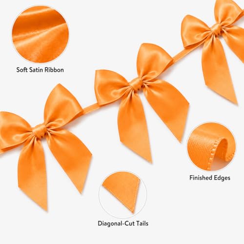 Orange Satin Bow Garland 2 Pack - Pre-Strung Fall Decor & Party Banner