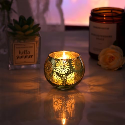 Green Mercury Glass Votive Candle Holders Set of 12 - Romantic Home Decor