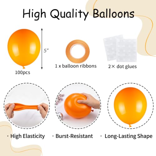 Orange Balloons Garland Arch Gap Fillers - 100pcs Small 5 Inch Matte