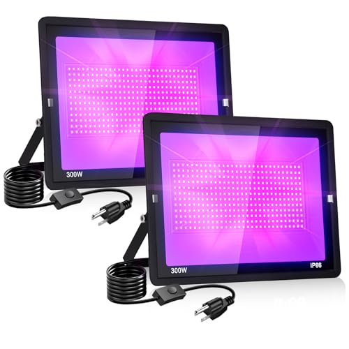 300W LED Blacklight Flood Light Outdoor Waterproof Party Decor - Black