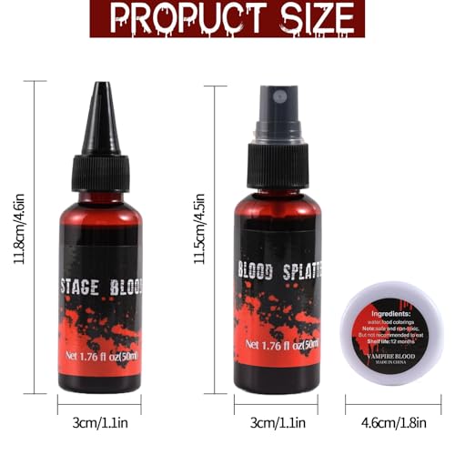 Halloween Fake Blood Spray & Blood Box Set for Makeup and Costumes - Realistic Wounds