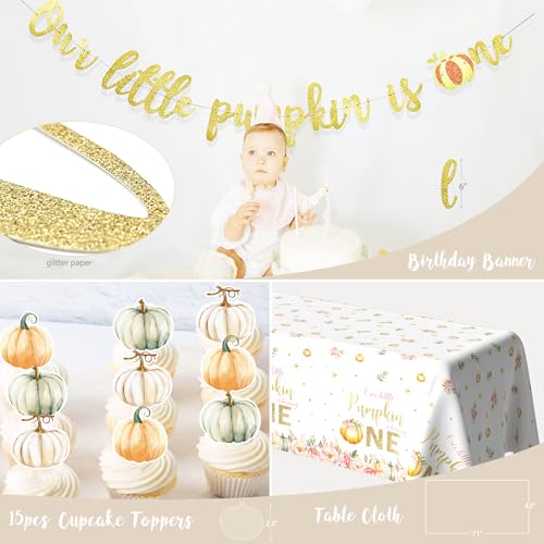 First Birthday Pumpkin Decorations Set for Fall Party - Girl Baby 1st Birthday Supplies