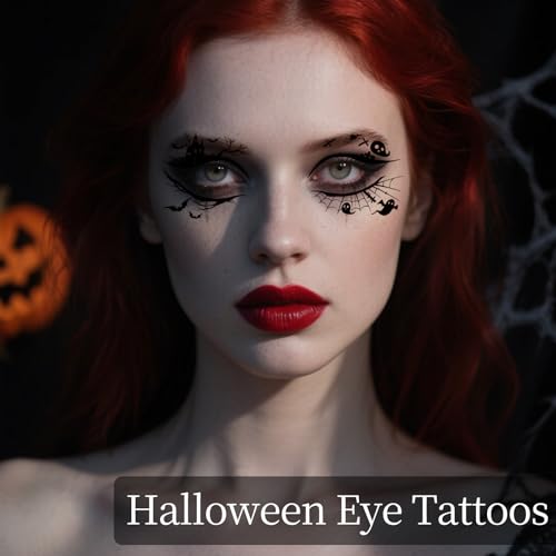Halloween Eyeliner Temporary Tattoos - Spider Variation, Gothic Spooky Face Designs