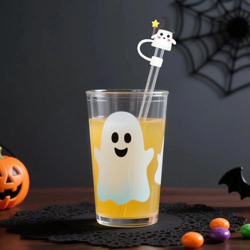 Halloween Straw Cover Set 8 Pcs - Fun 3D Cup Toppers for Parties