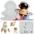 Space Themed Fondant Molds Set of 2 - Astronaut, Rocket & Planet Silicone Cake Decorations - Style B