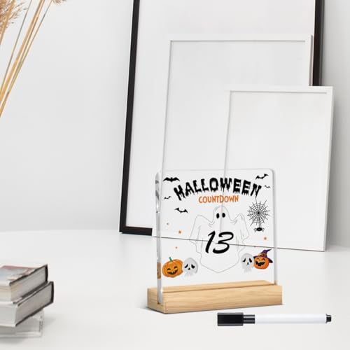 Halloween Countdown Acrylic Sign with Stand - Ghost Pumpkin Spider 4x4 Inch Holiday Decor - Variation of THIS listing