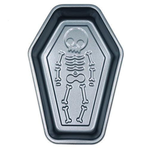 9.5 Inch Skeleton Coffin-Shaped Baking Mold - Halloween Skull Cake Pan, Non-Stick Cake Mold