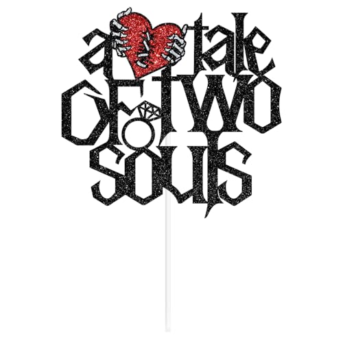 Gothic Wedding Cake Topper - Skull Heart Design for Halloween & Alternative Celebrations