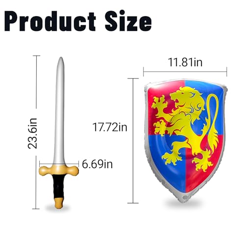 12 Pcs Medieval Knight Inflatable Sword and Shield Set - Prince Party Favors, Cosplay Accessories – Variation of THIS listing