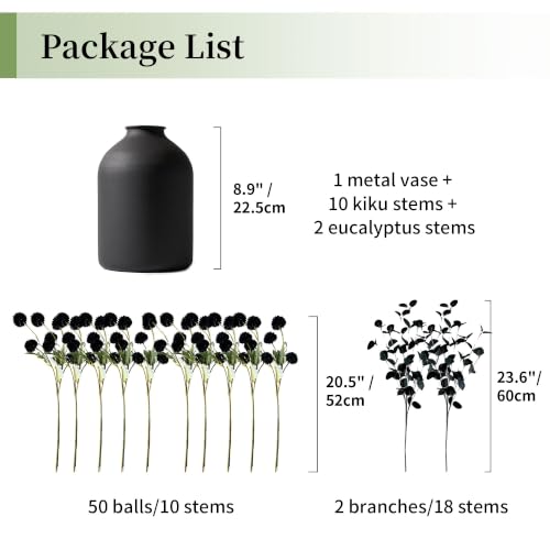 Black Flowers Artificial Centerpiece with Vase - Gothic Home Decor - Variation: Black Kiku / 1