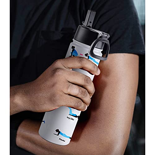 22 OZ Sublimation Water Bottle - 8 Pack White Stainless Steel Tumblers with Straw & Handle