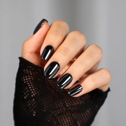 Short Square Press On Nails Halloween Glazed Donut Nails - Noir Aura 2A