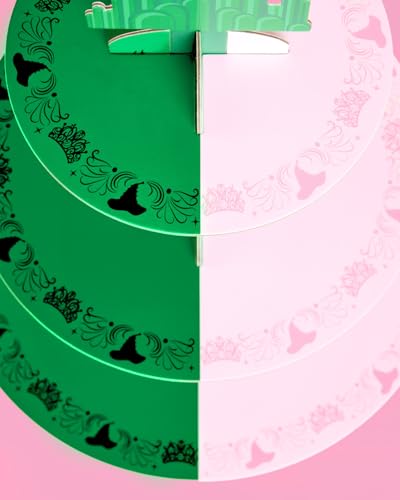 Pink and Green Witch Cupcake Tower 6, 9, 12 Inch 3-Tier Birthday Dessert Display