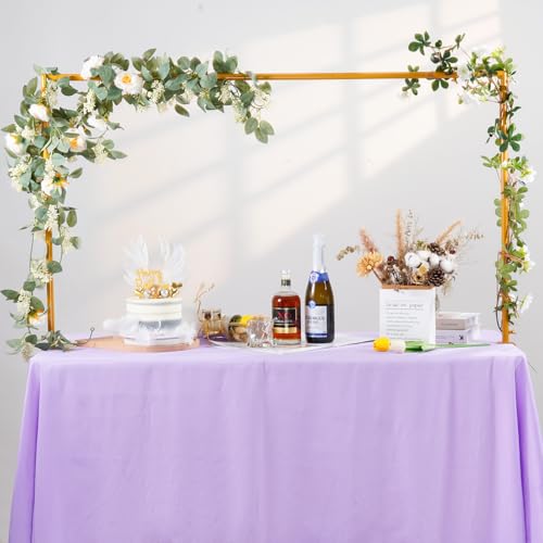 Artificial Plant Table Arch Stand with Clamps - Adjustable Height & Length, Gold