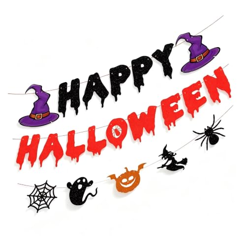 Halloween Banner Set with Pumpkins Ghost Skull & Bats - 3 Pieces Party Decorations