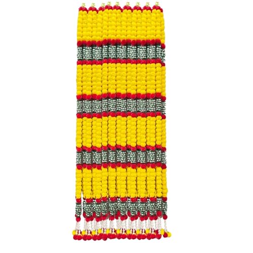 Artificial Marigold Garland 5 Pack - 5.8 Feet Decorative Hanging Garlands for Diwali, Weddings, Festive Events