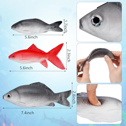 6PCS Fake Fish Artificial Seafood Decor for Kitchen & Halloween Party