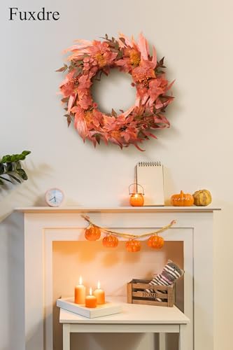 Fuxdre Maple Fall Wreath for Front Door - Autumn Decor with Berries & Leaves