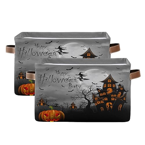 Halloween Spooky Witch Castle Storage Basket Set - 1 Pack, Black Bat Ghost Pumpkin