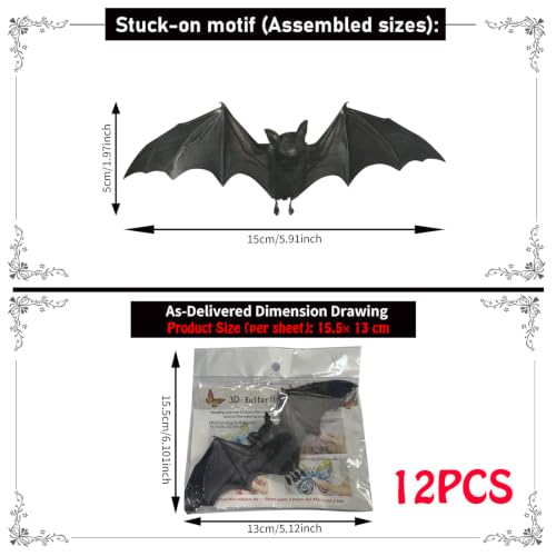 3D Bat Wall Decals with Foldable Wings - Halloween & Gothic Home Decor
