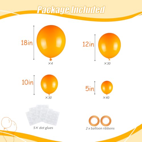 Orange Balloons Garland Kit 104pcs Multi-Size Latex Party Decorations - Variation: Orange