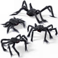 Halloween Spider Decorations Set - Black & White, 4 Pcs with Various Sizes - Creepy Indoor & Outdoor Decor