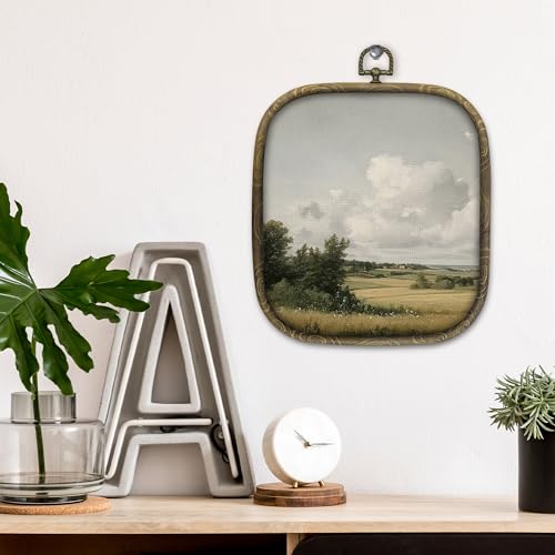 Rustic Landscape Wall Art Canvas Print - Farmhouse Nature Decor 6.5x5.7 Inches