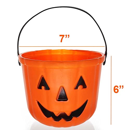 Halloween Trick or Treat Buckets 3 Pack - Jack O Lantern Candy Baskets for Kids