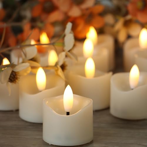 Set of 12 Flameless LED Votive Candles Battery Operated Flickering Lights for Weddings & Holidays