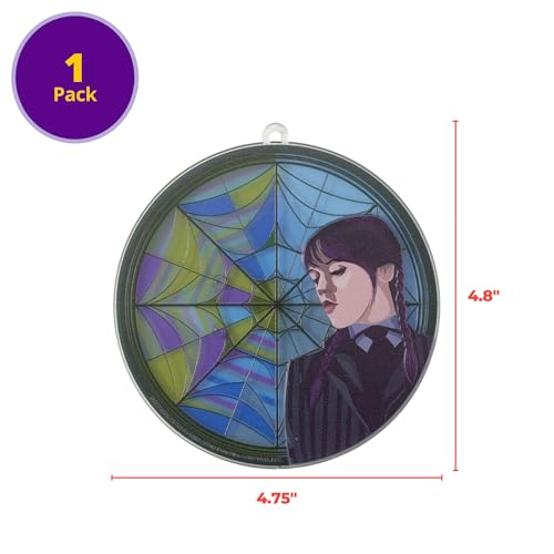 Wednesday Addams Cake Topper - Stained Glass Effect, Food Safe, 4.8"