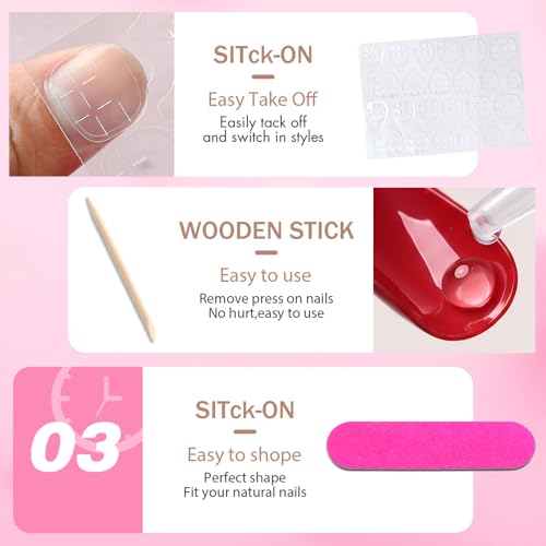 Black Short Square Press On Nails for Women - 240 Pack with Adhesive & Glue - Variation: Black