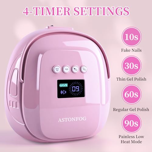 Purple UV LED Nail Lamp for Gel Polish - Cordless Rechargeable 126W with Auto Sensor & 4 Timers