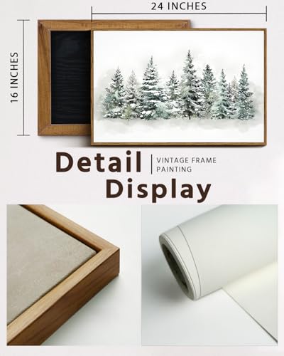 Large Framed Canvas Wall Art - Pine Forest Winter Scene, 16x24in, Rustic Holiday Decor - Pine Forest / 24"L x 16"W
