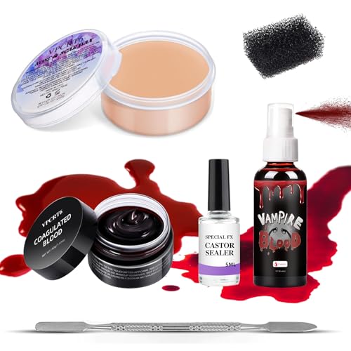 SFX Makeup Kit 6PCS - Scar Wax, Fake Blood, Wound Effects for Halloween