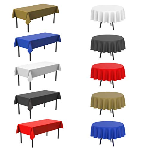 Round Black Disposable Plastic Tablecloths - 84 Inch, 12 Pack, for 4-6 Foot Tables - Variation: 84" / Black