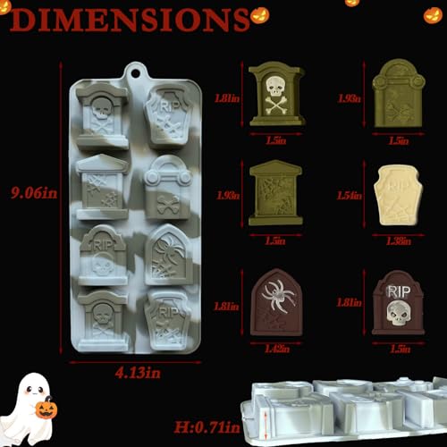 Halloween Tombstone Silicone Mold 3 Pack - Candy, Chocolate, Soap & Ice Cubes