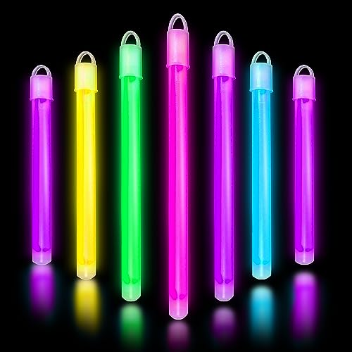 Glow Fever Glow in The Dark Glow Sticks Bulk Party Pack - Multi Color 100 Count with End Caps & Lanyards - Neon Party Favors for Events