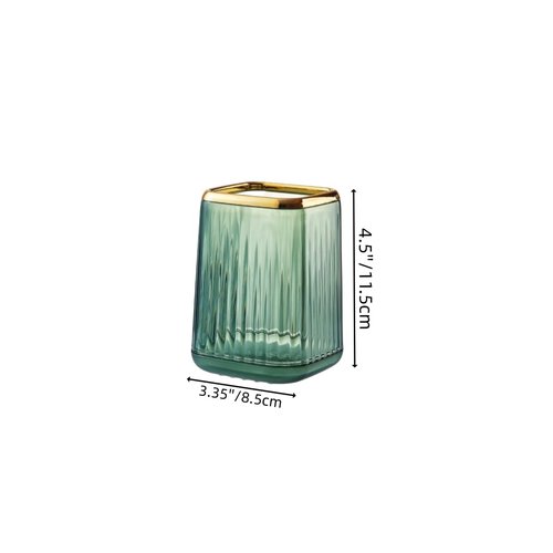 RANNYOZIO 2 Pcs Makeup Brush Holder Green Acrylic Makeup Brushes Organizer Pen Pencil Holder Cosmetic Brush Holder for Vanity Bathroom Decor Valentines Day Gift