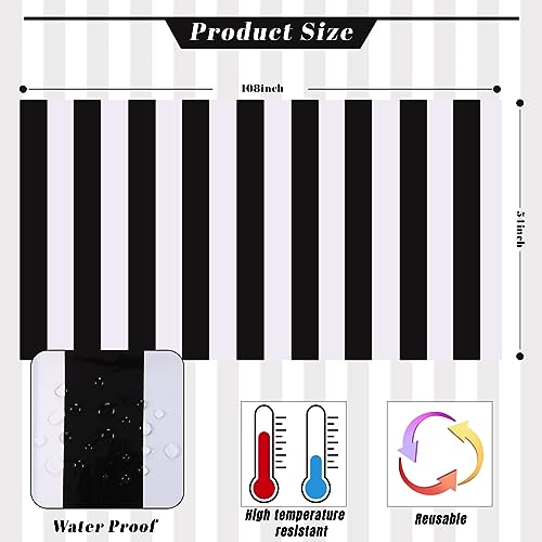 Kesfey Black Horizontal Striped Tablecloth 3 Pack - Waterproof Picnic Cover