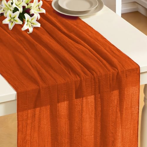 Terracotta 10ft Table Runner Set - Rustic Cheesecloth Wedding & Holiday Decor