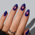 BTArtbox Halloween Press On Nails - Blue Hour, Short Almond, Cat Eye, 32 Count - Variation A6