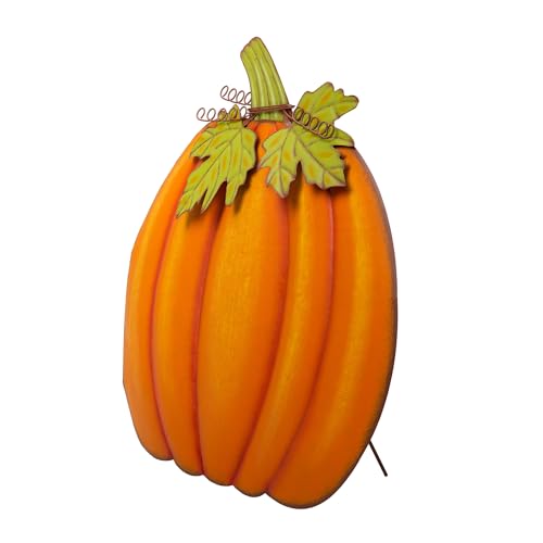 Large Metal Pumpkin Yard Stake & Wall Decor for Fall Outdoor Garden & Porch