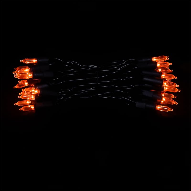 Orange LED Halloween String Lights - 35 Count, Indoor/Outdoor, Connectable, 11 Feet Black Wire
