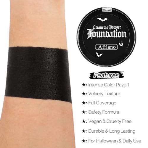 Black Face & Body Paint Cream to Powder Makeup for Halloween & Cosplay - Black Variation