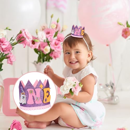 Halloween First Birthday Glitter Crown Hat - Kids Party Costume Accessory
